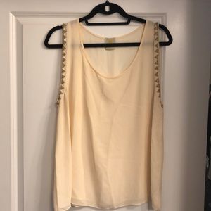 Cream Tank with Bead Detail
